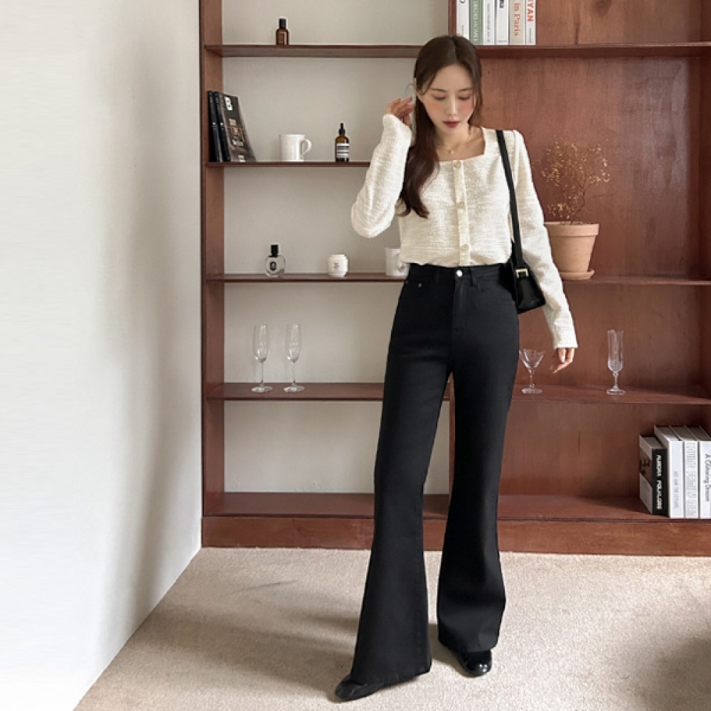 (JSTYLEのイーブレット) EVELET DELUEN 起毛ブーツカットレングスコットンパンツ JSTYLE