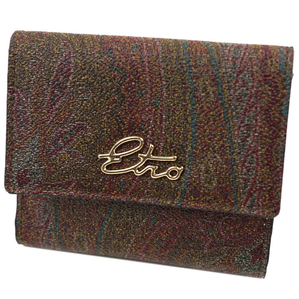 エトロ 財布 二つ折り財布 ミニ財布 レディース ペイズリー柄 ブラウン カーフレザー ETRO 2463-8310-600