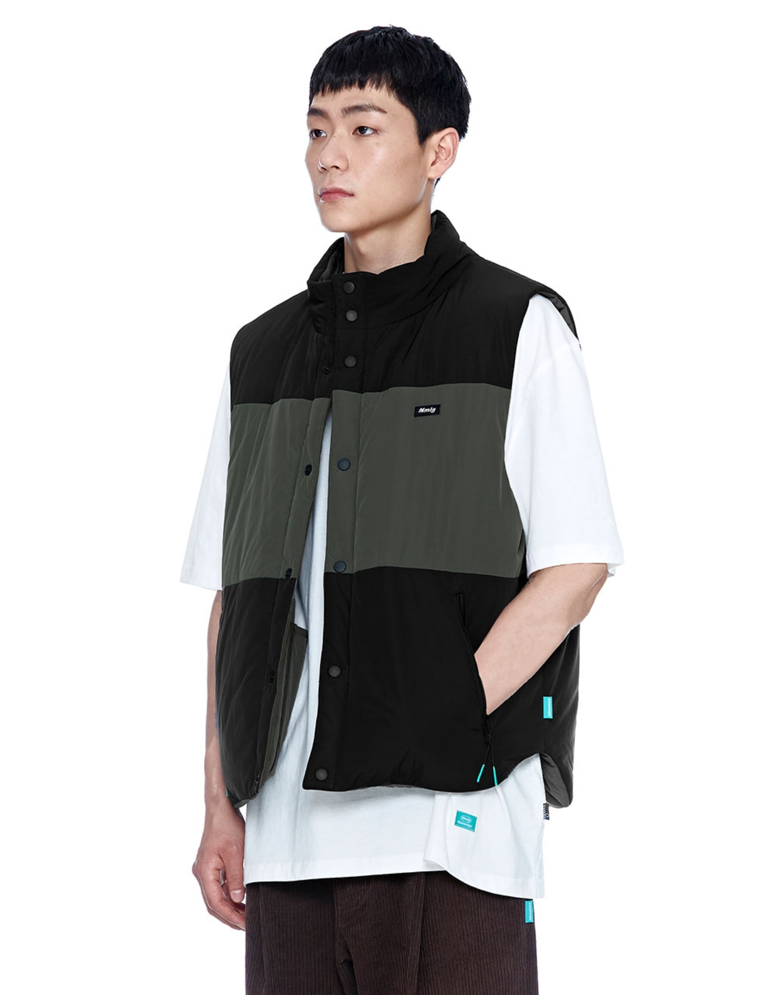 【MMLG】 LAYER VEST (3M Thinsulate) : BLACK / KHAKI