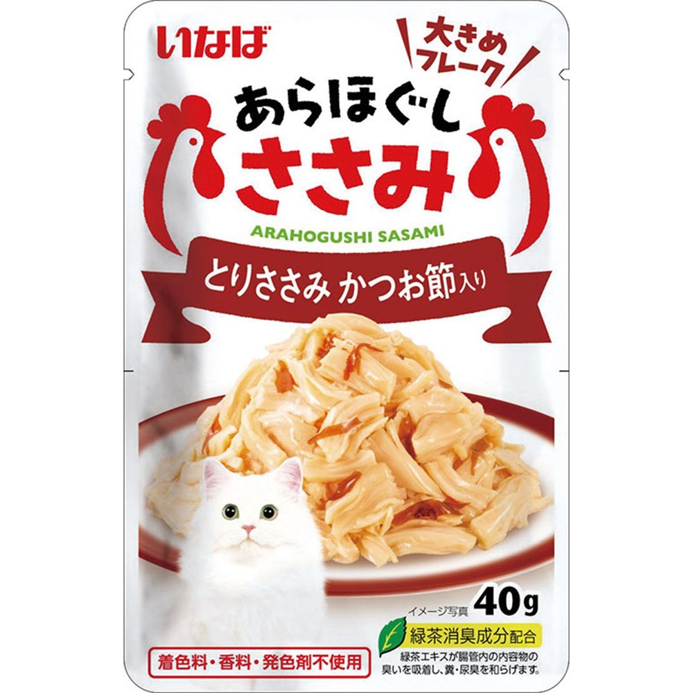（まとめ買い）いなば あらほぐし とりささみ＆かつお節入り 40g 猫用フード [x32]