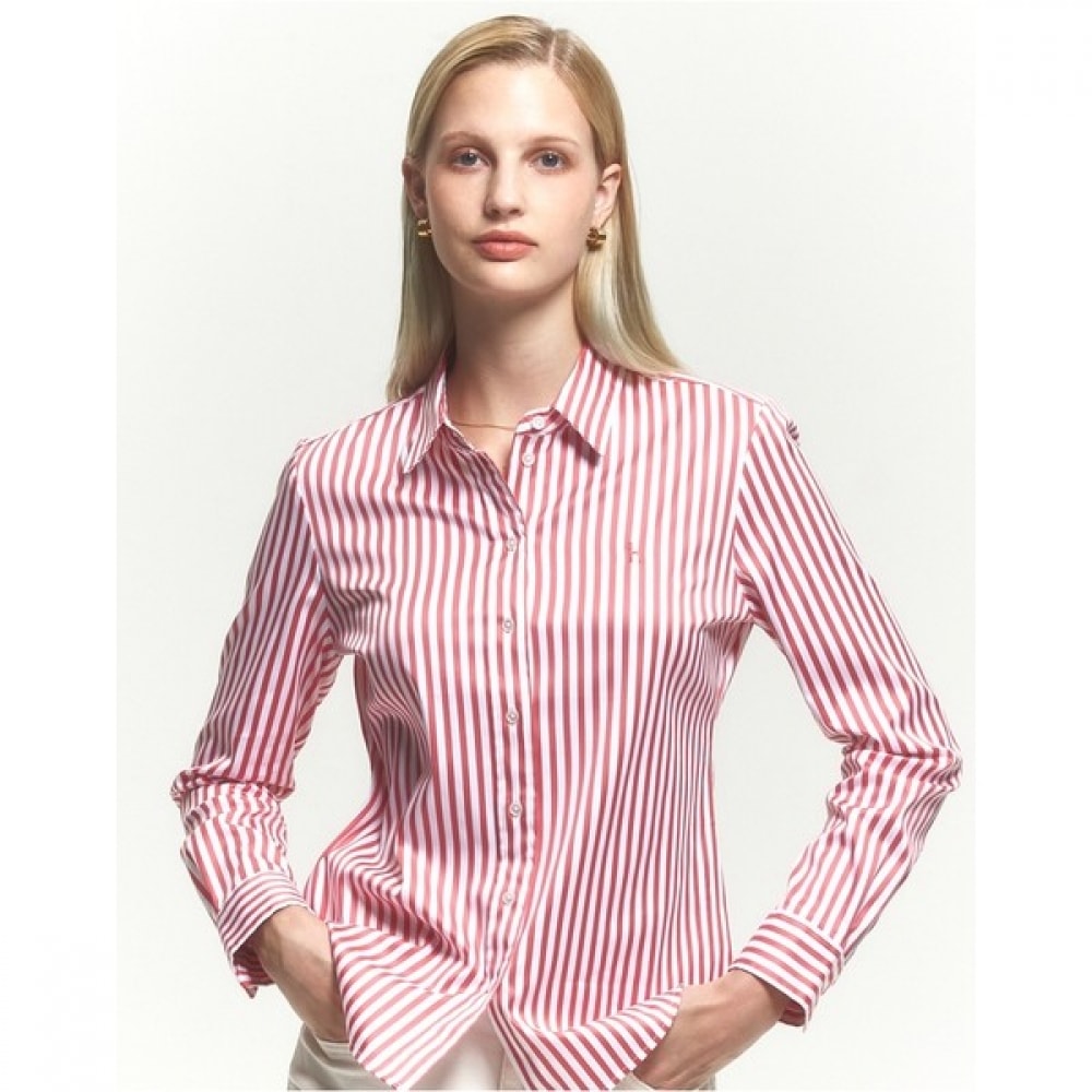 (ヘッジスレディース) 24FW ロンドンストライプロングスリーブシャツピンク HSSH4CC75P2
