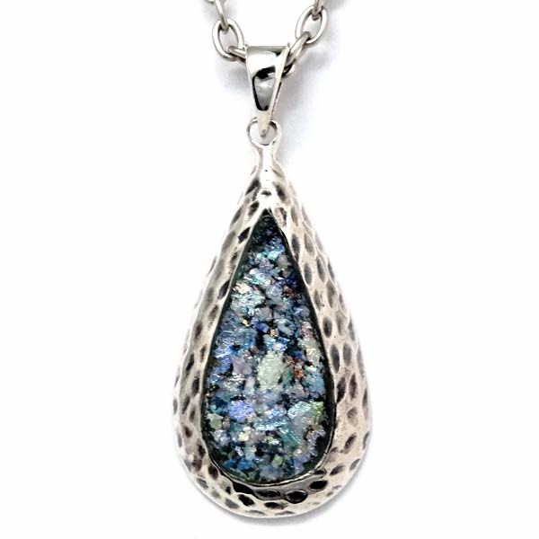 インディアンジュエリー ペンダント ネックレス ローマングラス ネイティブアメリカン 雫型 ハンマー仕上げ メンズ レディース シルバー925