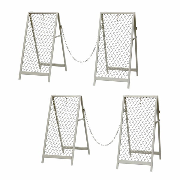 住まいスタイル TW003-2P-WHT スタンド式チェーンゲート「TWILL」(ツイル)2セット アイボリーホワイト