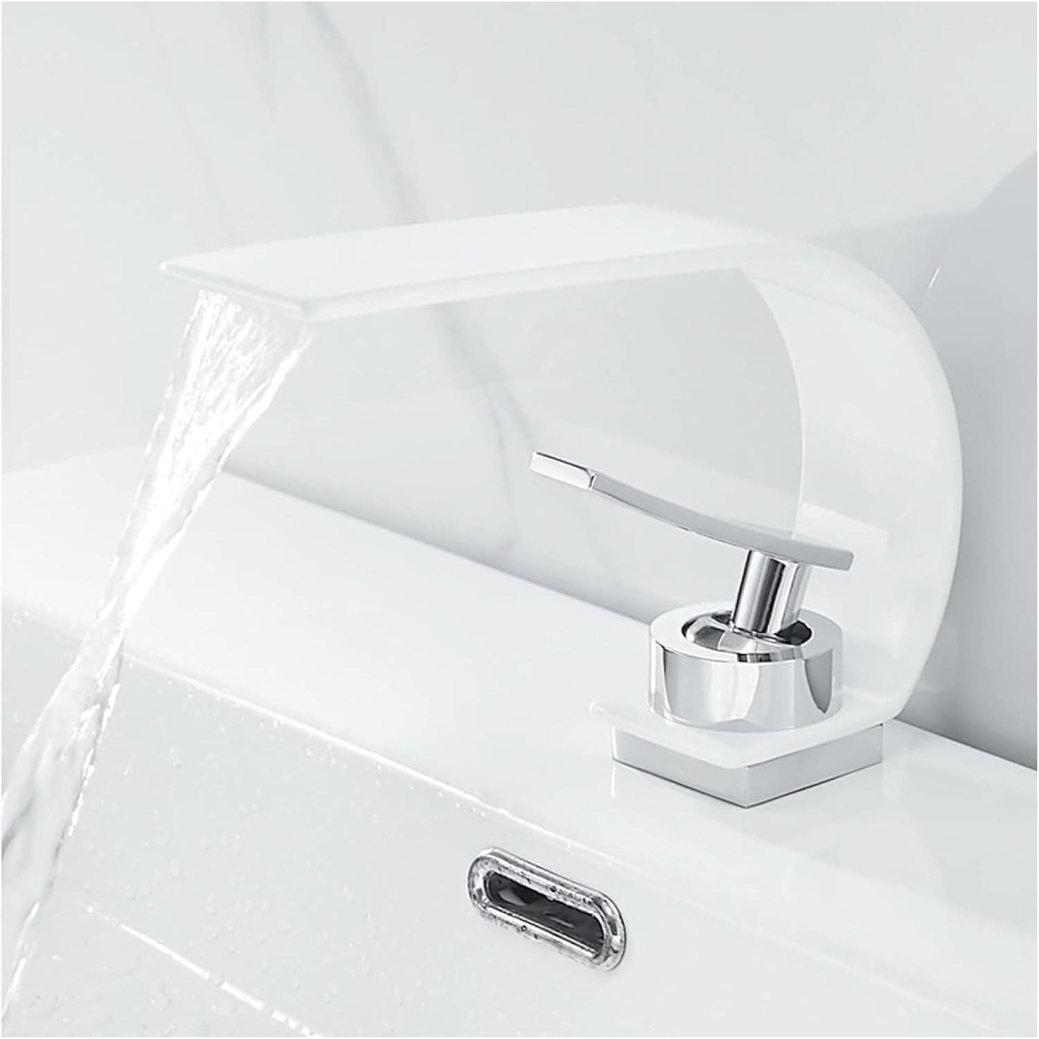 Bathroom Basin Sinkr Taps,Waterfall Taps for Bathroom Sink, Brass, Single Handle Single Hole Bathroo