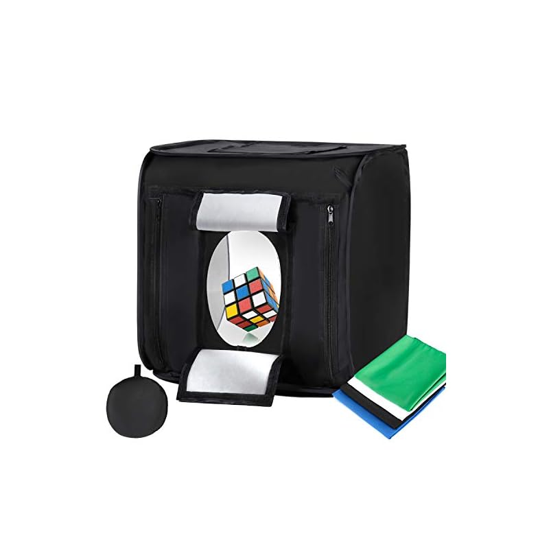 Konseen 撮影ボックス 撮影キット 60x60x60cm 折り畳み式 光度调整可能 192PCS LEDライト 撮影ブース 4枚背景布付き