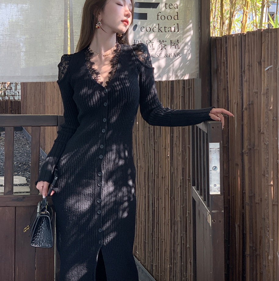ワンピース デート ニットソー セーター ミモレ ミモレ丈 袖あり 長袖 スリム タイト 細身 かわいい 大人可愛い きれいめ シンプル カジュアル 大人 上品 おしゃれ お洒落 主役級 存在感 春