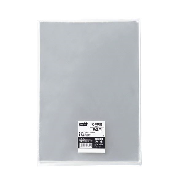 （まとめ） TANOSEE OPP袋 フラット 角2 240332m 1セット（500枚：100枚5パック） 5セット