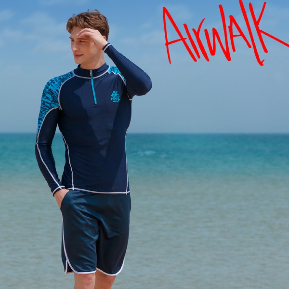 (エアワーク) エアワークサーフメンズラッシュガードセット Tシャツ+トランク YAWE5022_NV+YAWE4204_NV