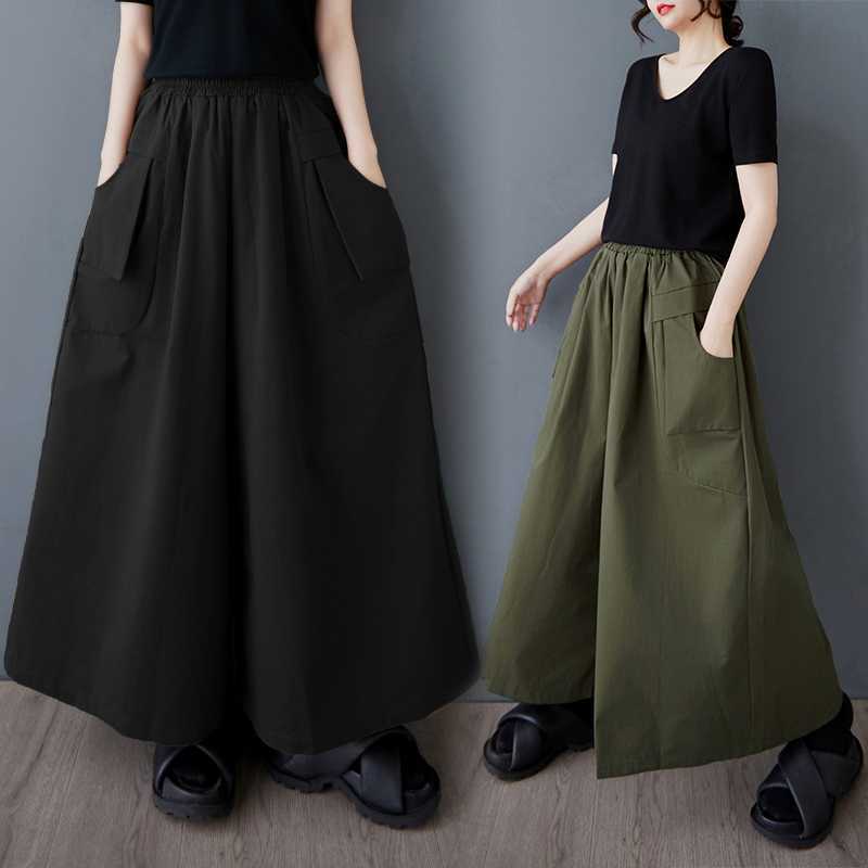 「ファットガール」 夏 立体ポケット ゴムウエスト ワイドパンツ パンツスカート 大きいサイズ 体型カバー レディース メガ割 4,910円