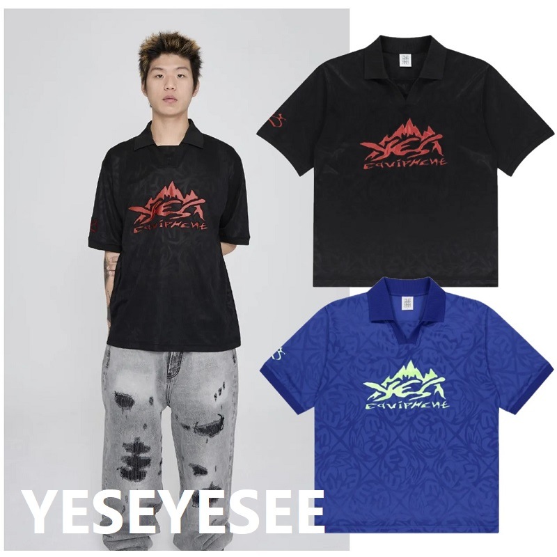 Y.E.S ジャカード フットボールTシャツ 2色展開 韓国人気 ユニセックス ストリート カジュアル おしゃれ シンプル トレンド 半袖トップス