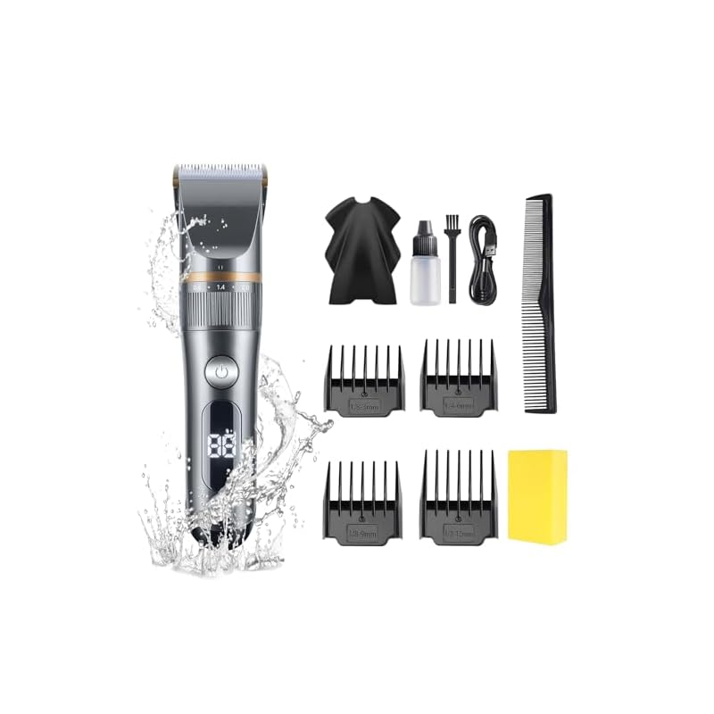 バリカン メンズ 電動バリカン【2023新登場 & led電量ディスプレイ】ヘアカッター 散髪用 ARZER 自動研磨 プロ仕様 全身防水 USB充電式 高性能モーター 低騒音 5段階刈り高さ調節 4