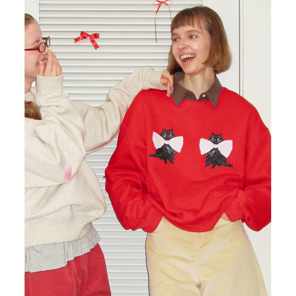 RONRON リボンキャッツスウェットシャツレッド 7,728円