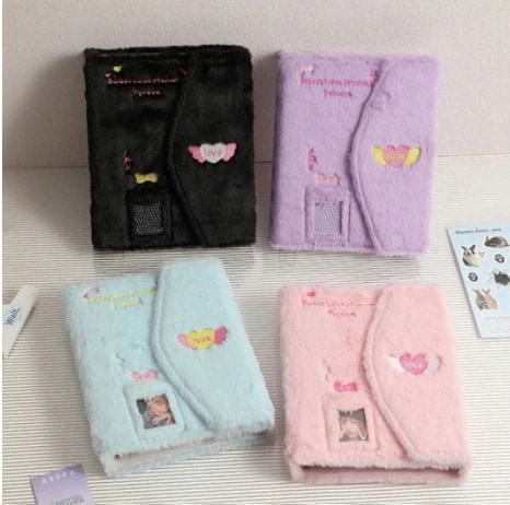 【10点セット】バインダー　ふわふわ　ファー　A5　6穴　編み上げ　リボン　蝶　トレカケース 収納 ファイル トレカ チェキ リフィル クリアポケット コレクトブック 韓国 riize ボネクド