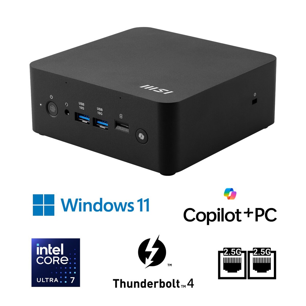 MSIエムエスアイ 超小型 デスクトップパソコン Cubi NUC AI+ 2MG (Windows 11 Pro/Core Ultra 7 258V/メモリ 32GB/SSD 1TB) CUBI