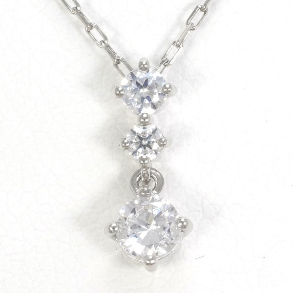 4℃ K10WG ネックレス ジルコニア 総重量約1.1g 約40cm ジュエリー 中古