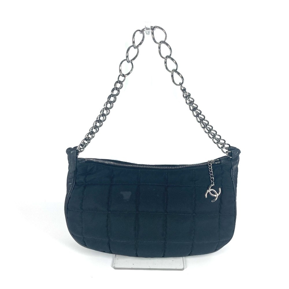 ショルダーバッグ CC ココマーク チョコバー カバン チェーン 肩掛け レザー/ナイロン ブラック