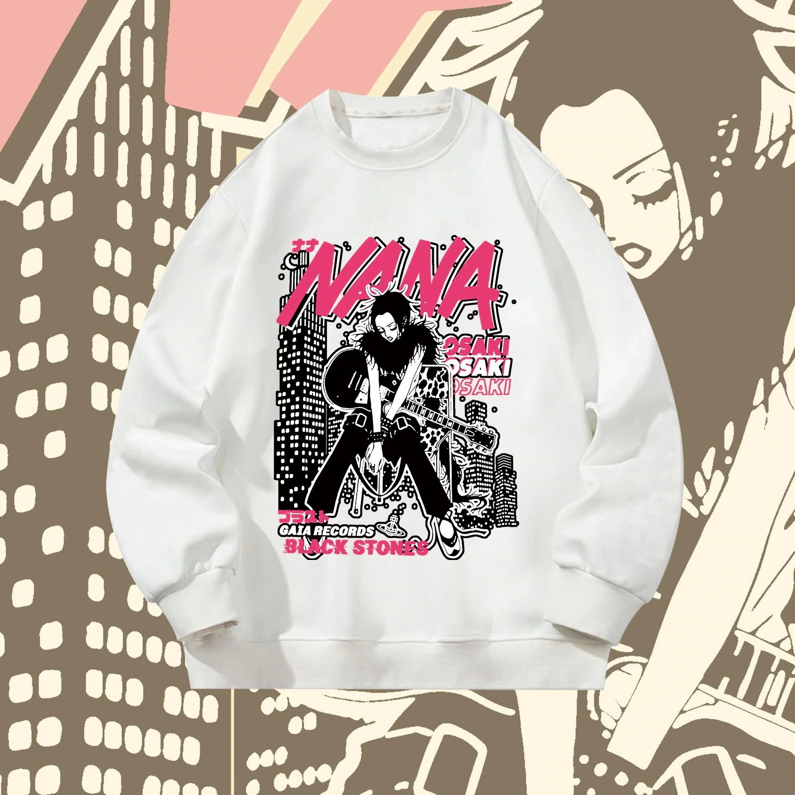 ナナプリント厚手のフード付きスウェットシャツスタイルヒップホップ長袖パーカー秋