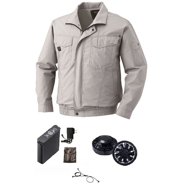 綿薄手長袖 タチエリ空調服 [ファン色：BK SI 2L] コットン 16,516円