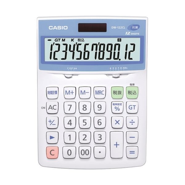 （まとめ）カシオ 抗菌電卓 デスクタイプ 12桁DW-122CL-N 1台[x3セット]