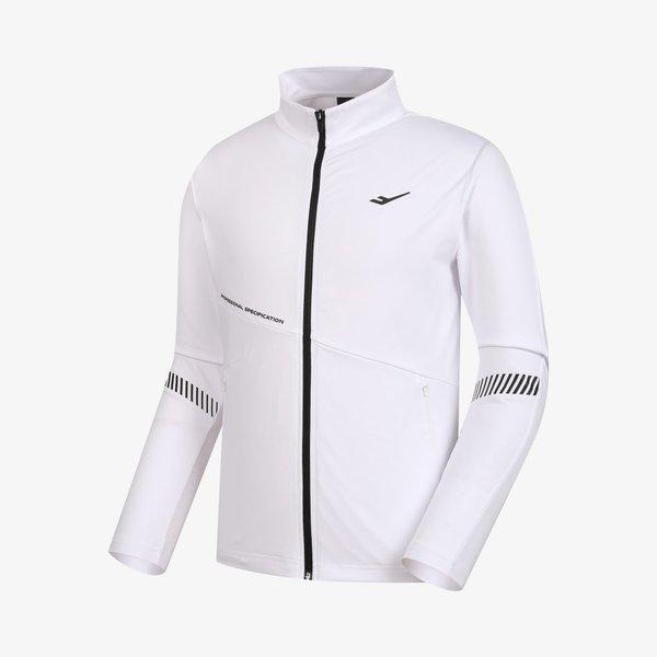メンズ ホワイト ソフト トレーニング ジップアップ トップス / 春秋 運動着 ニットジャンパー PW3MN23S111_IC