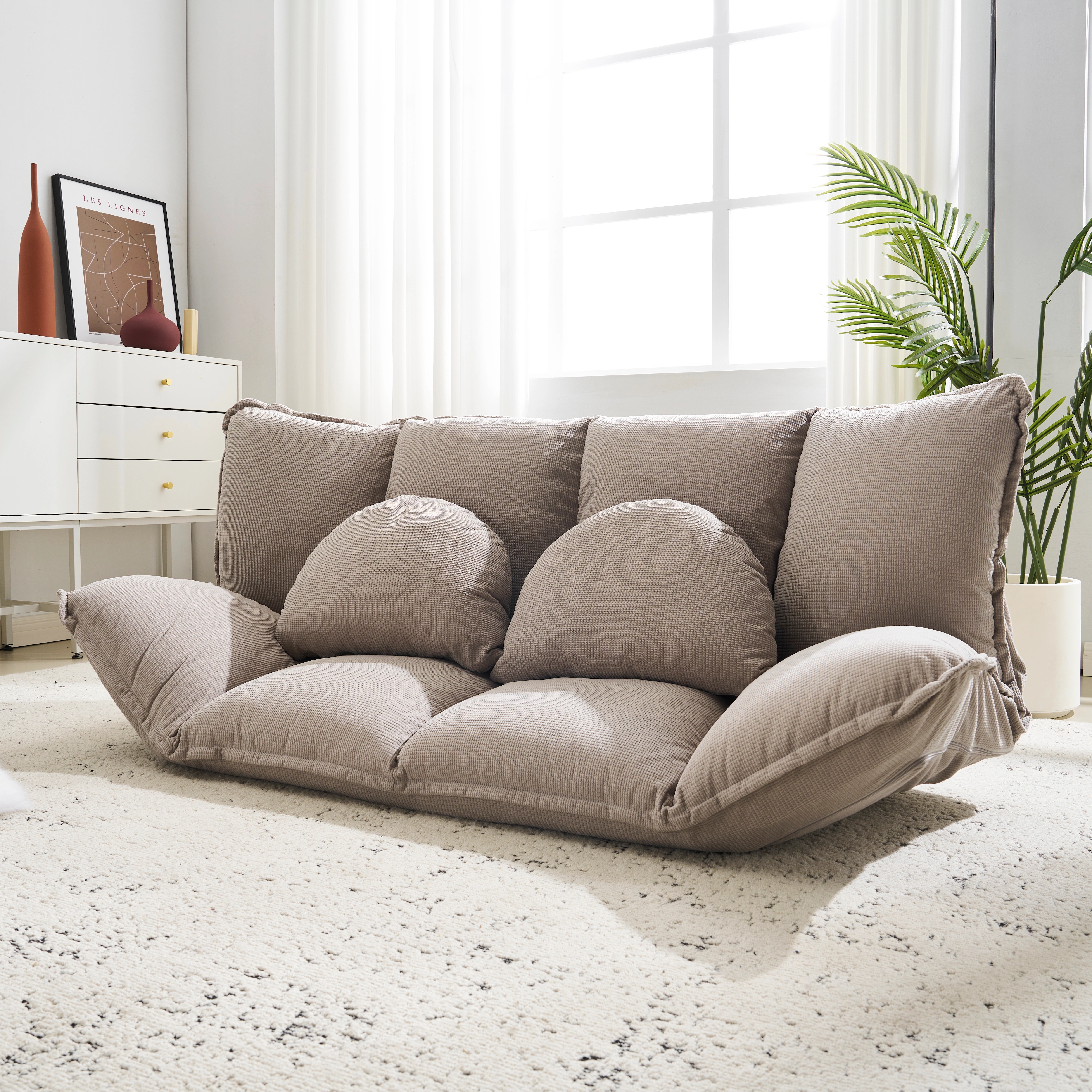 326ソファ ソファベッド フロアソファ コンパクト ローソファ こたつ用 ソファー 2人掛け 1人暮らしマルチに使える3WAY 幅160cm 6段階リクライニング クッション付き 座椅子 1人掛け