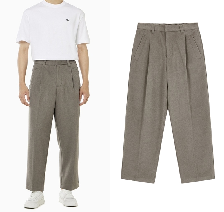 Wool Blend Relaxed Fit Pants (J326911 )