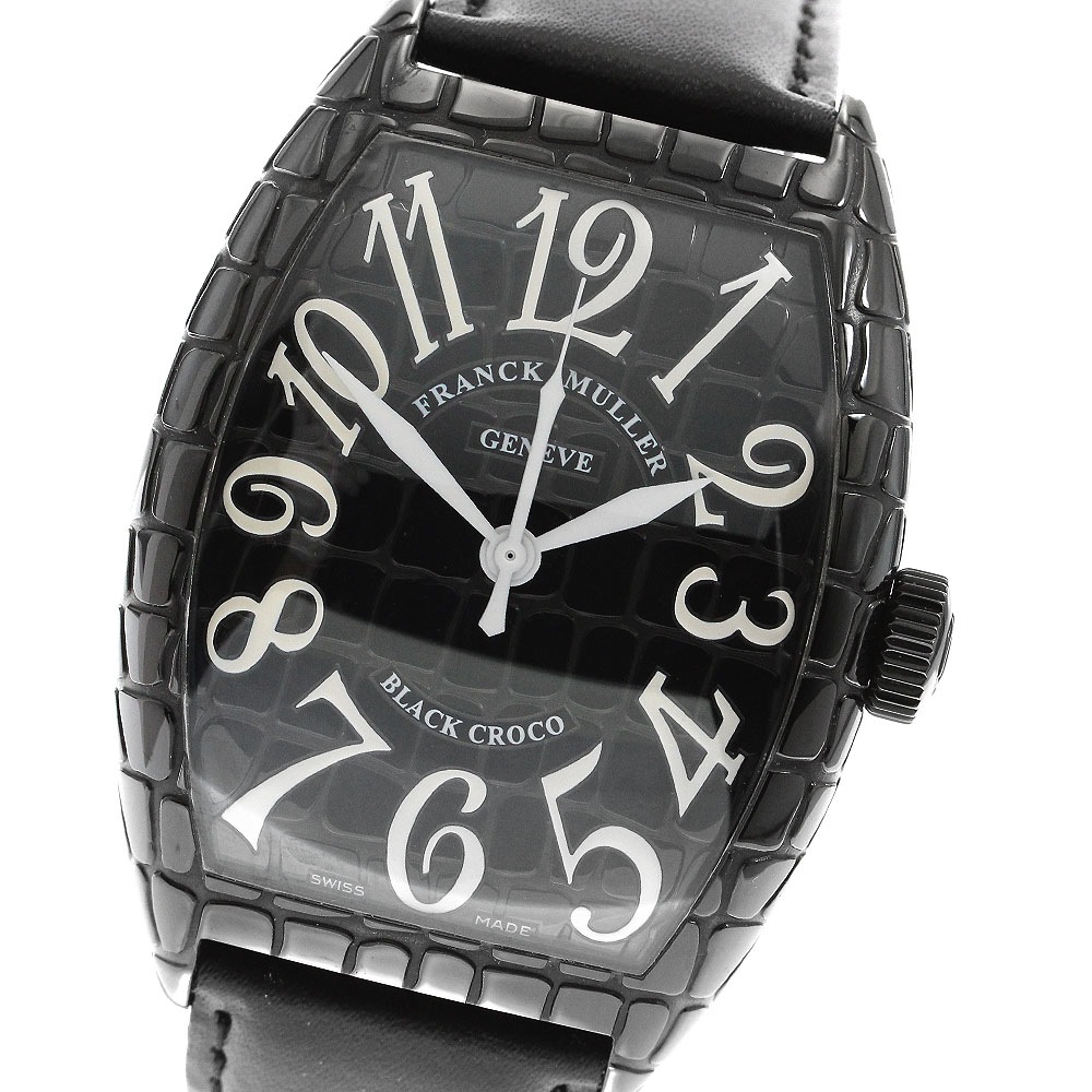 フランクミュラー FRANCK MULLER 8880SCBLKCRO トノー カーベックス ブラッククロコ 自動巻き メンズ 美品 _906122【中古】