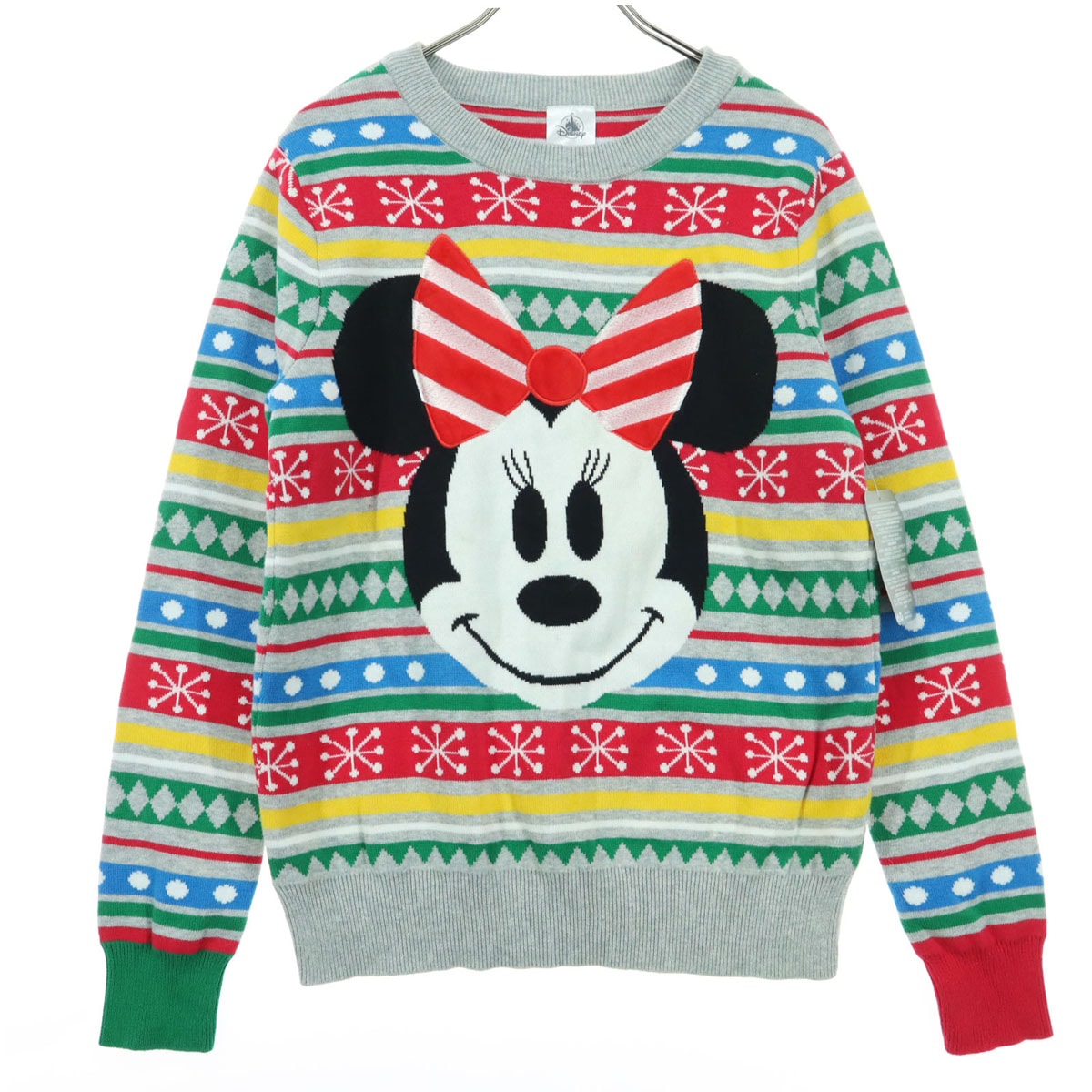 未使用 ボーダー柄 長袖 セーター XS レッド ミニーマウス レディース 古着