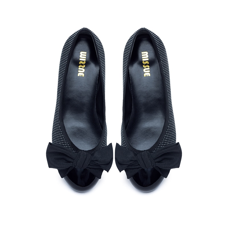 ラブリーリボンフラットシューズ[ブラック]