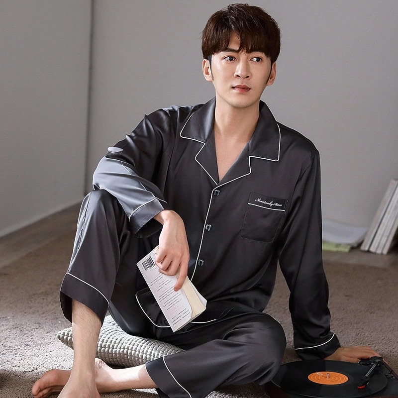 【送．料．無．料．】シルク パジャマ メンズ 長袖 前開き シルク 薄手 セットアップ 春 秋 夏用 ルームウェア メンズ 洗える シルク パジャマ 上下 セット 大人 紳士 おしゃれ 合成シルク 大