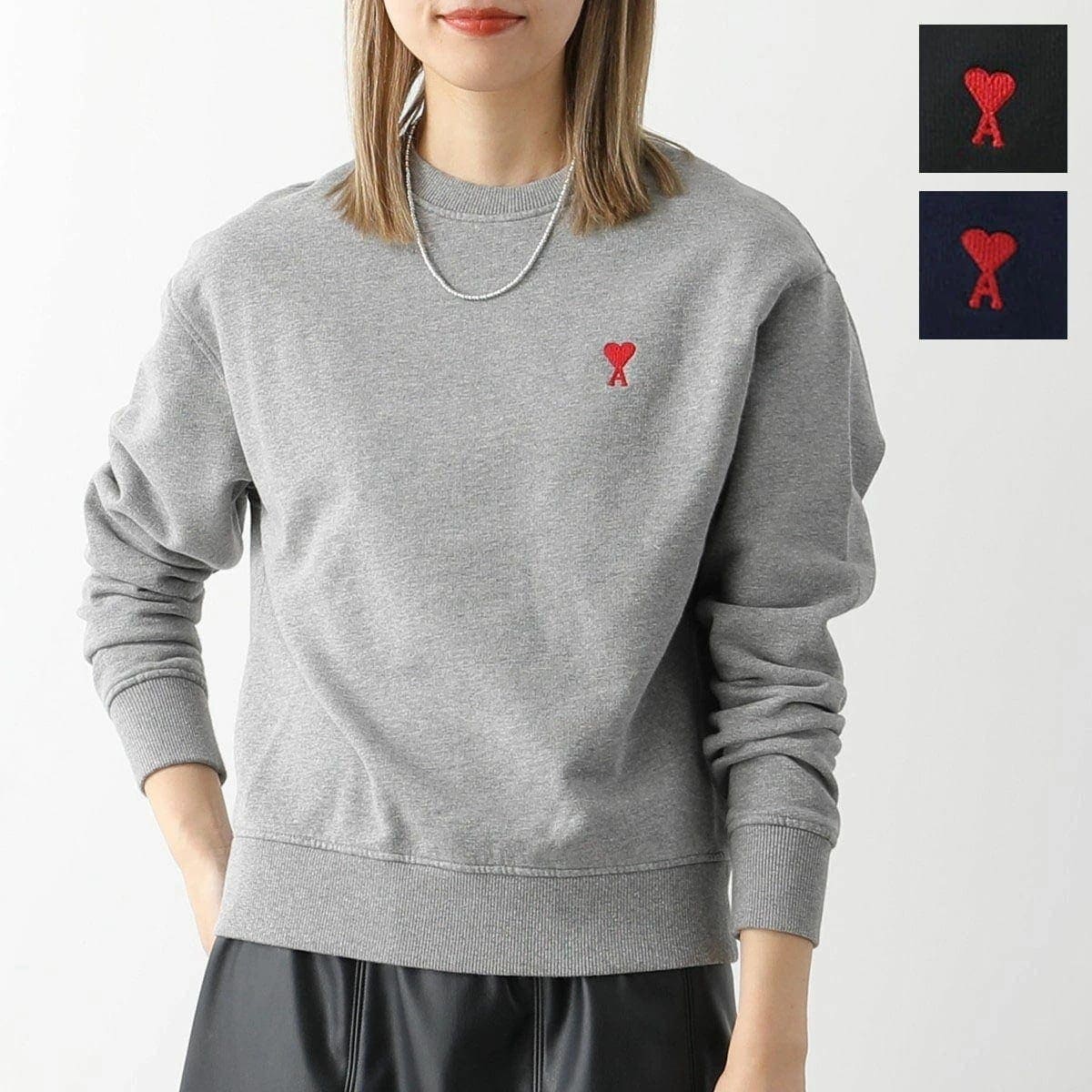 ami paris アミ パリス スウェット BFUSW001.730 レディース ハートロゴ スモール刺繍 トレーナー コットン カラー3色