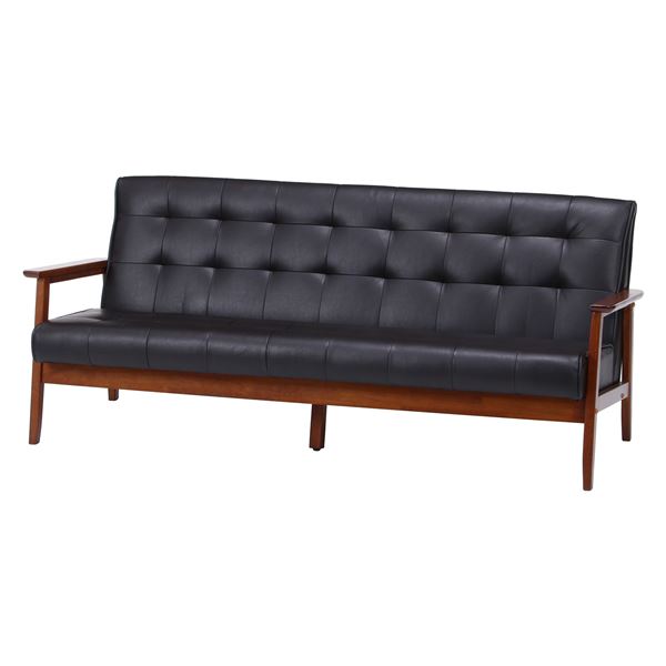 PUソファ 3P ダークブラウン 幅170x奥行73x高さ70cm 組立品