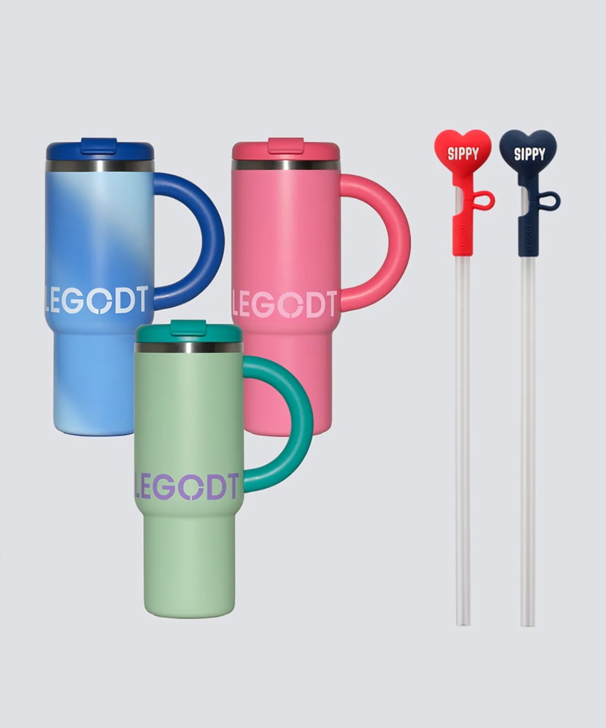 ループ タンブラー ハンディ 1000ml+ストロー キャップ 2pセット