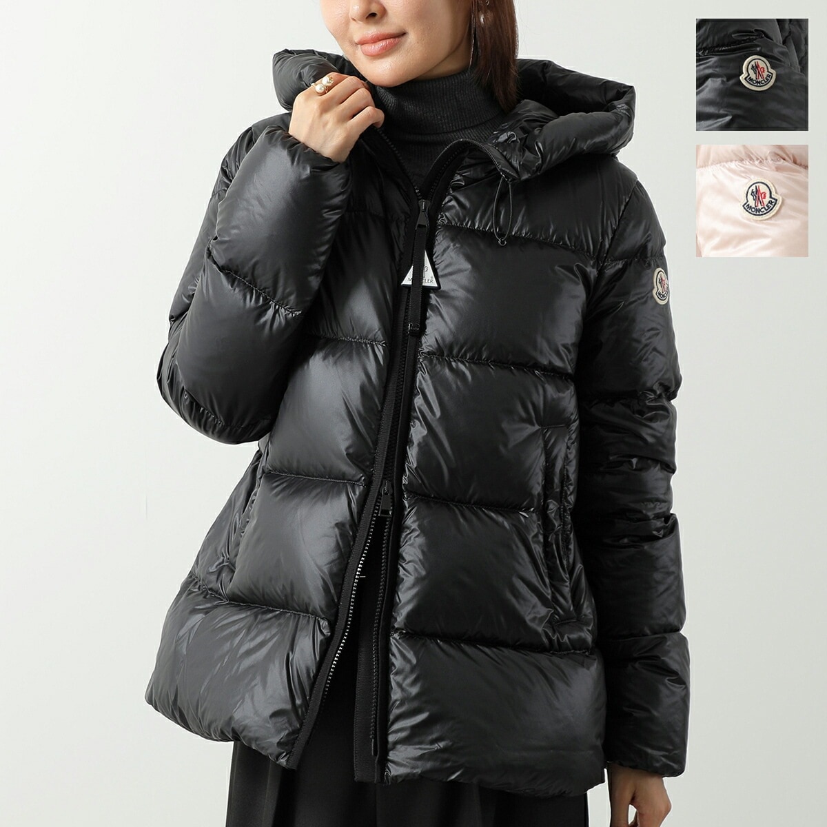 MONCLER モンクレール ダウンジャケット SERITTES 1A00068 597YG レディース ショート丈 軽量 ロゴパッチ ナイロン フード付き カラー2色 1A00068597YG999