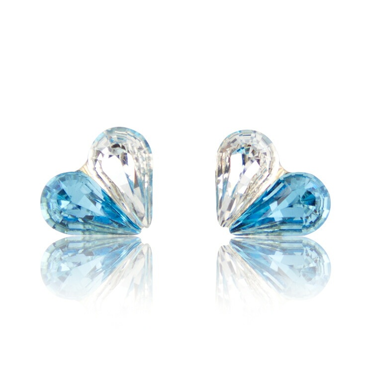 スワロフスキーアシンメトリー ハート ピアス 18金 18K K18 YG ゴールド イエローゴールド K18YG