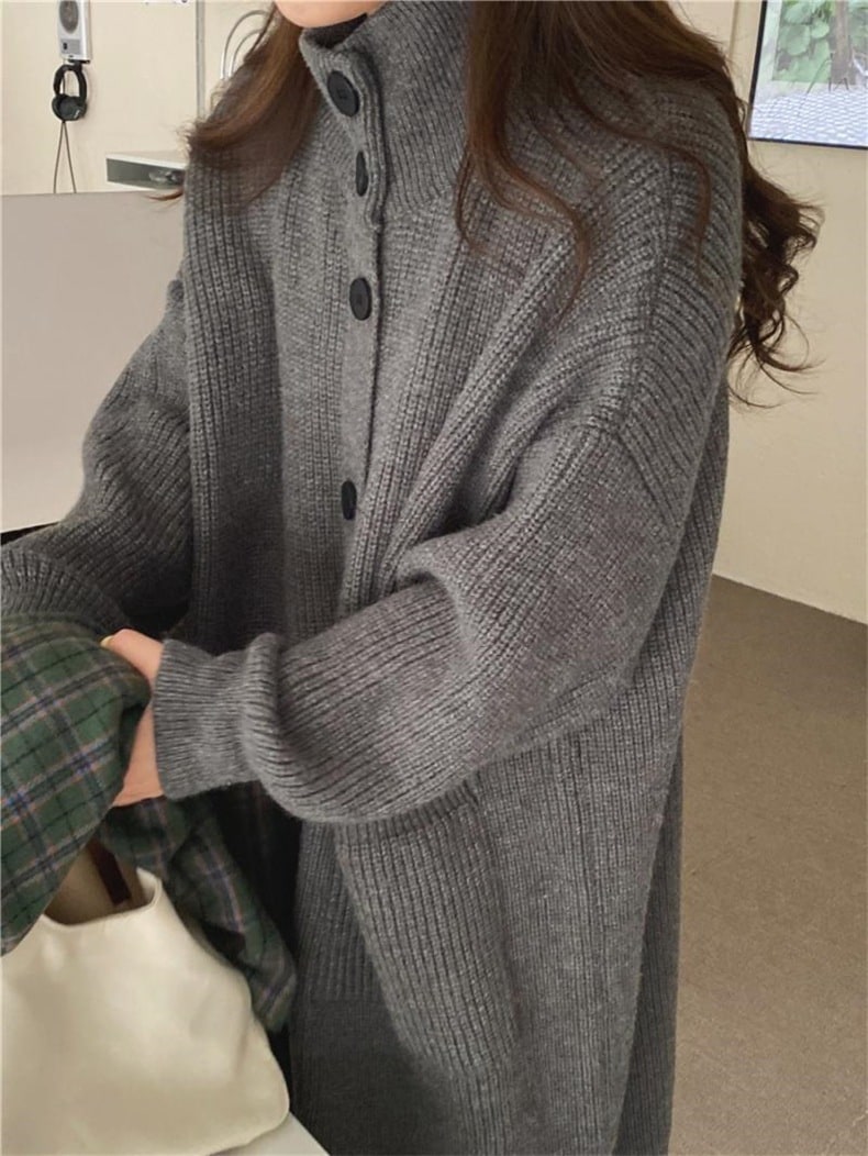 秋冬 韓国のファッション 新しい 簡単な 通勤 り カジュアル 気質 ゆったりした外着 優しくてだるい風 ミディアムニットカーディガン 2025Z51