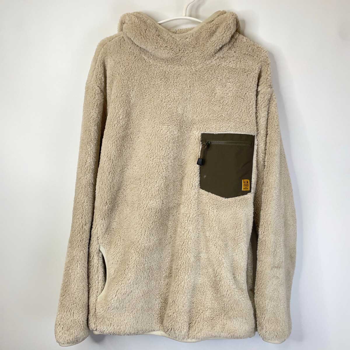 【中古・未使用品】Almond Surfboards & Design マイクロ フリース フーディ L ライトベージュ IV2158 メンズ アーモンドサーフボード パーカー
