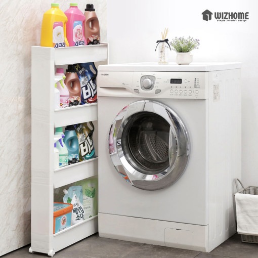 ウィズホーム 隙間棚 ランドリー収納 キッチン収納 移動式トロリー 4段 2セット