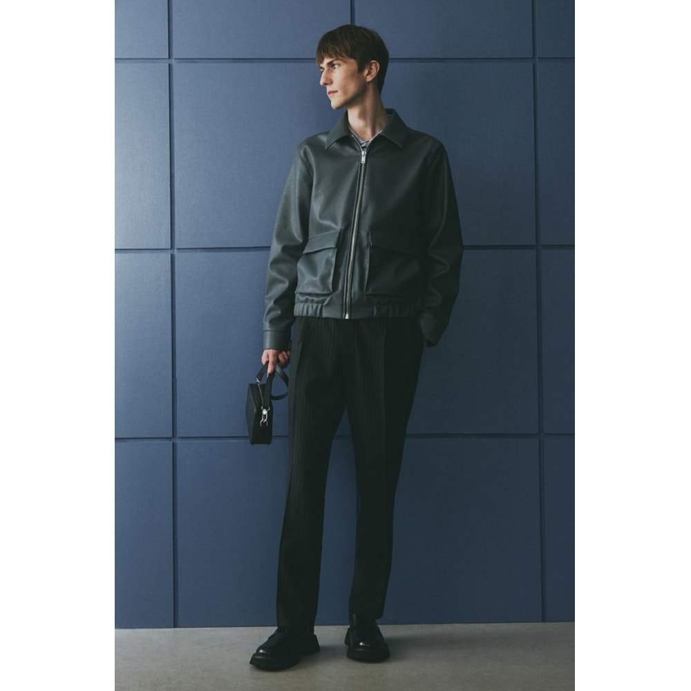 H&M クリスレッグパンツレギュラーフィットダークグレー