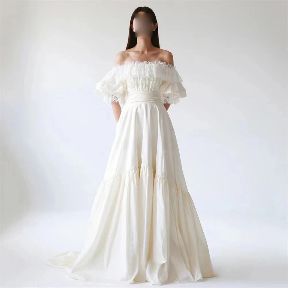 森系のドレスの白いレースの屋外の肩の朝の服の女性の花嫁の軽いウェディングドレスの肩の朝のドレス 8,095円