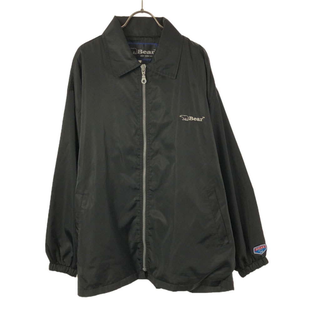 ベアー 90s ロゴ刺繍 ジップジャケット M ブラック Bear 裏メッシュ コーチジャケット オールド メンズ 5,273円