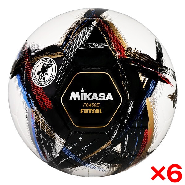 6個セット FS450E-BK OrgestA フットサルボール 検定球 4号球 手縫い ブラック