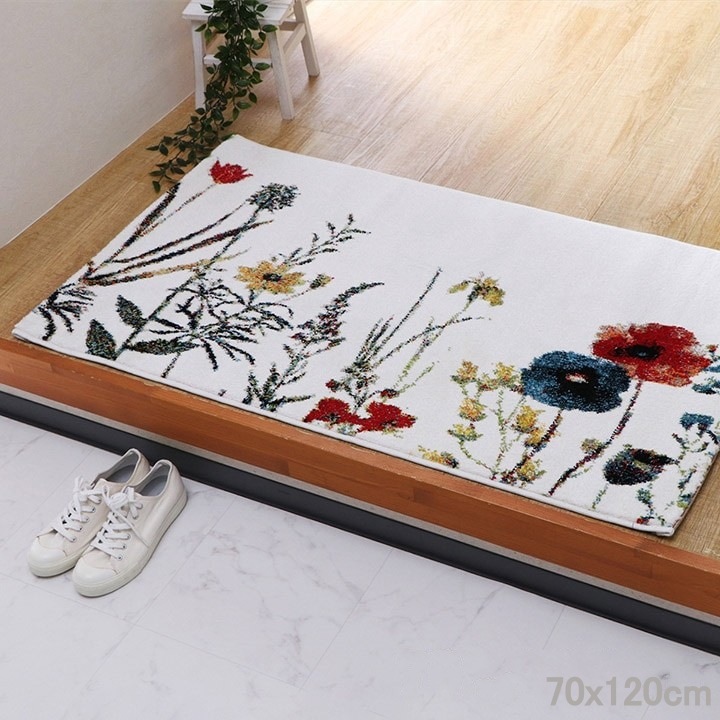 玄関マット 70x120cm エントランスマット 花柄 トルコ製 ウィルトン織