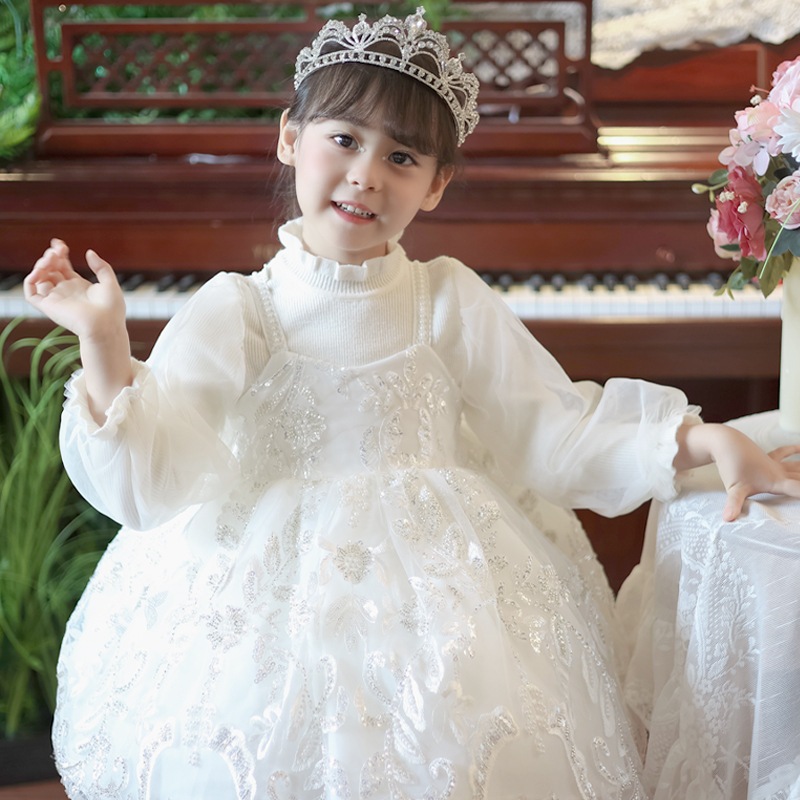 女の子用レース 秋の ベビー用春秋向け おしゃれな森系プリンセスドレス