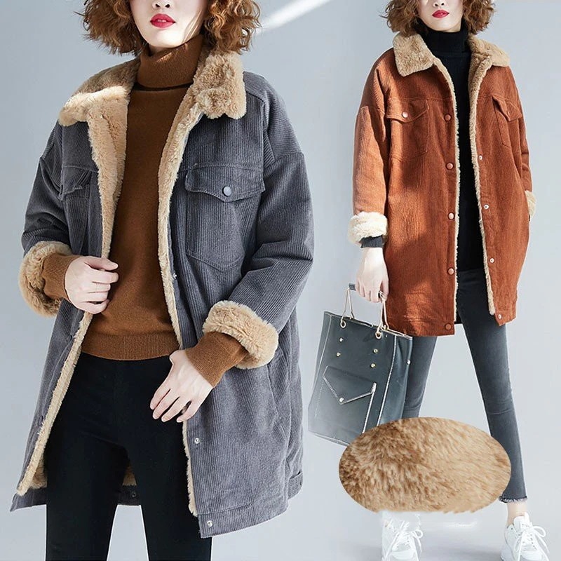 Hot!!!ムートンジャケット レディース コーデュロイ ボアジャケット コート ボアコート 裏ボア アウター