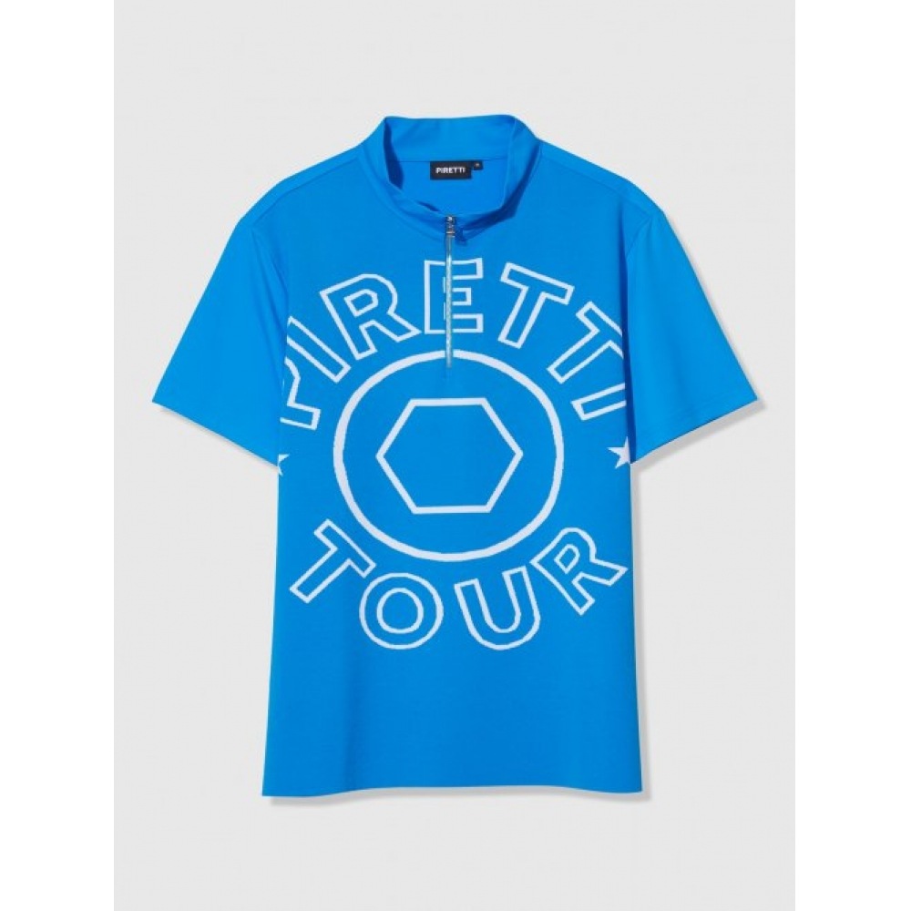 PIRETTI クレストニットカラーショートスリーブTシャツ M_ブルー