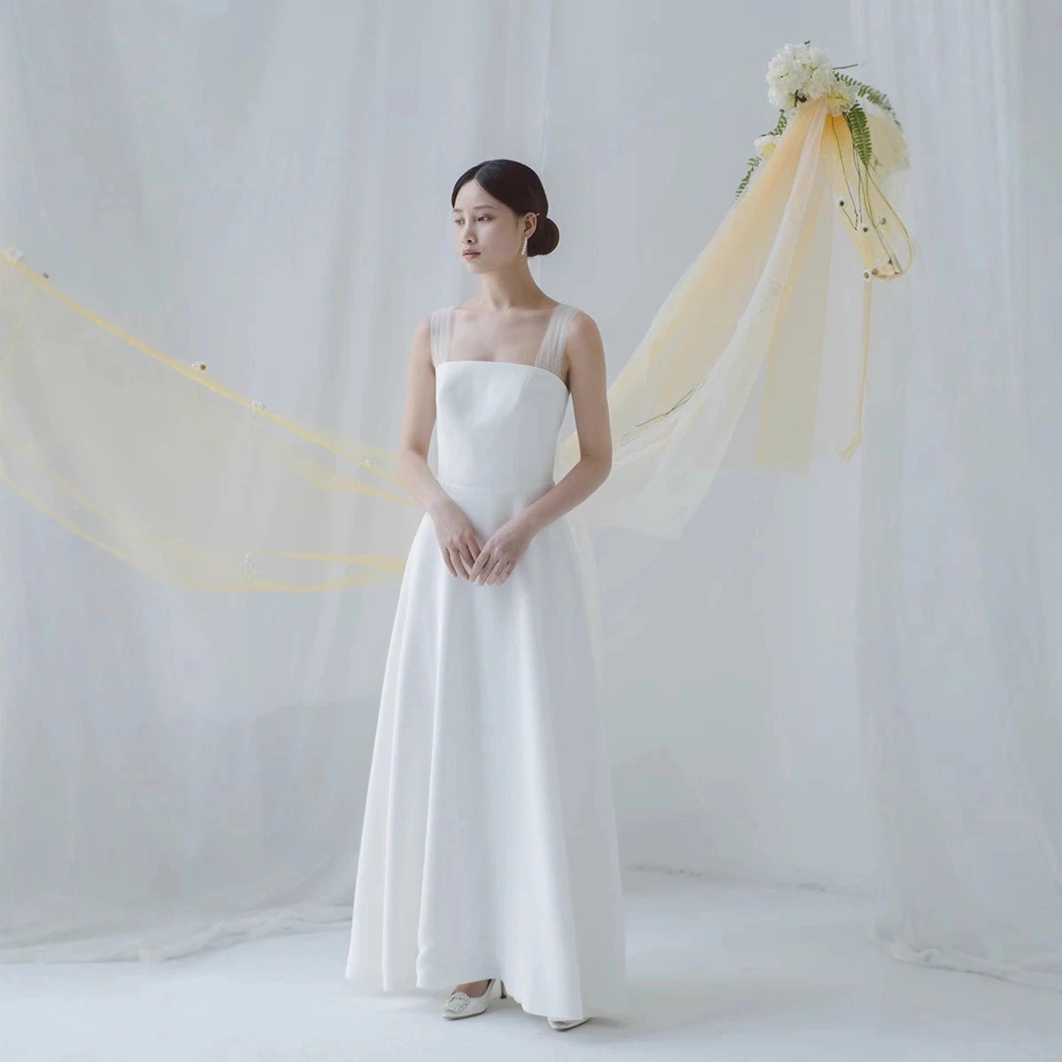ワンピース 二次会 結婚式 成人式 パーティードレス 前撮り ロングドレス サイズオーダーメイド可能 50 ウェディング お呼ばれ 花嫁 メガ割 白 【縁.愛】ウェディングドレス 演奏会