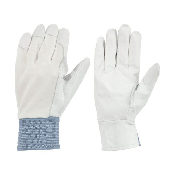 (まとめ) 東和コーポレーション 牛表革 甲メリヤス L ホワイト 477-L 1双 (×3セット)