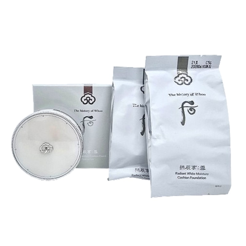 拱辰享雪 美白水分光クッション21 号スペシャル企画[本品+おかわり21号2個]韓国宮中コスメクッションファンデレフィル付きクッション