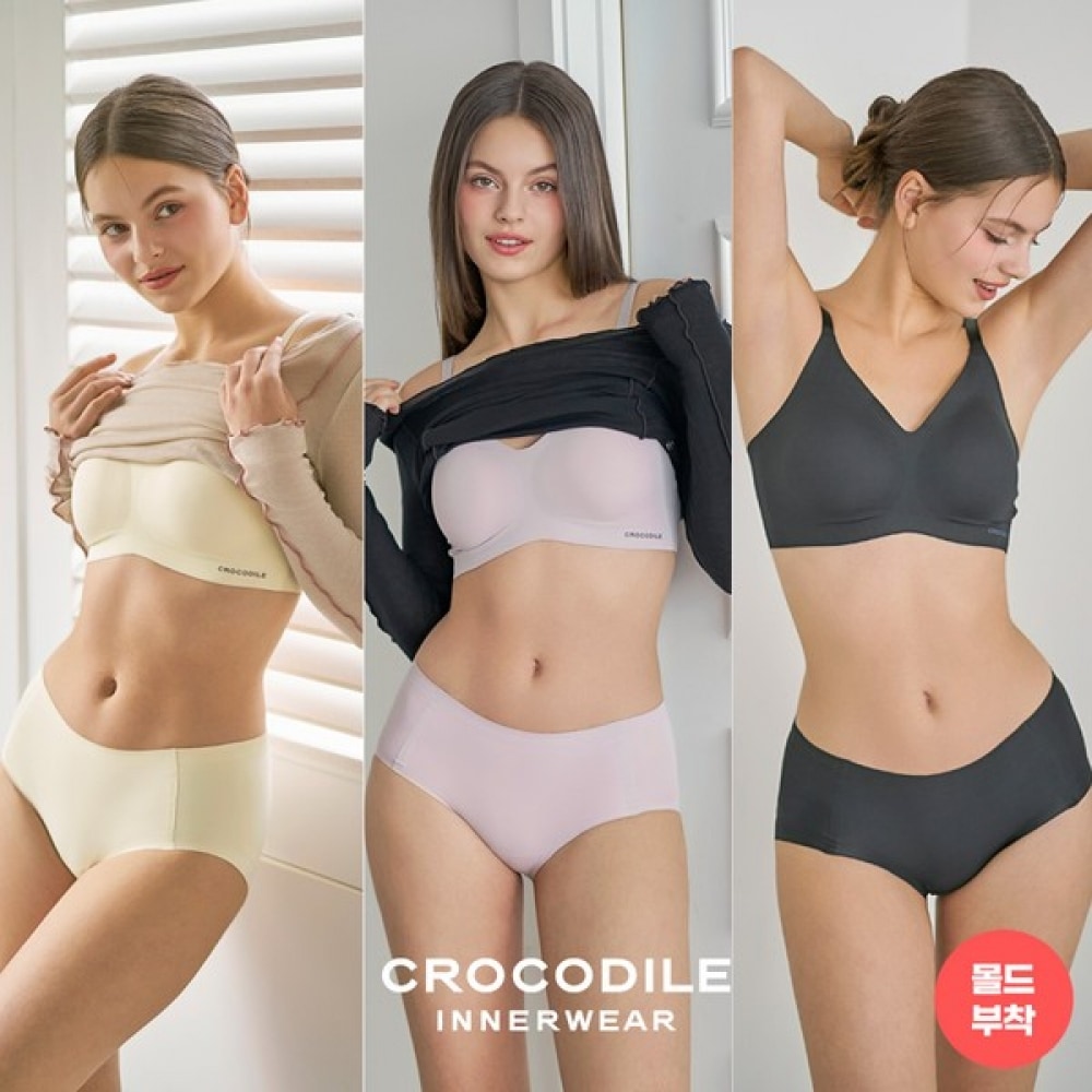 (クロコダイルインナー) (3枚セット) 一体型モールドストラップ付き6種類のブラショーツ